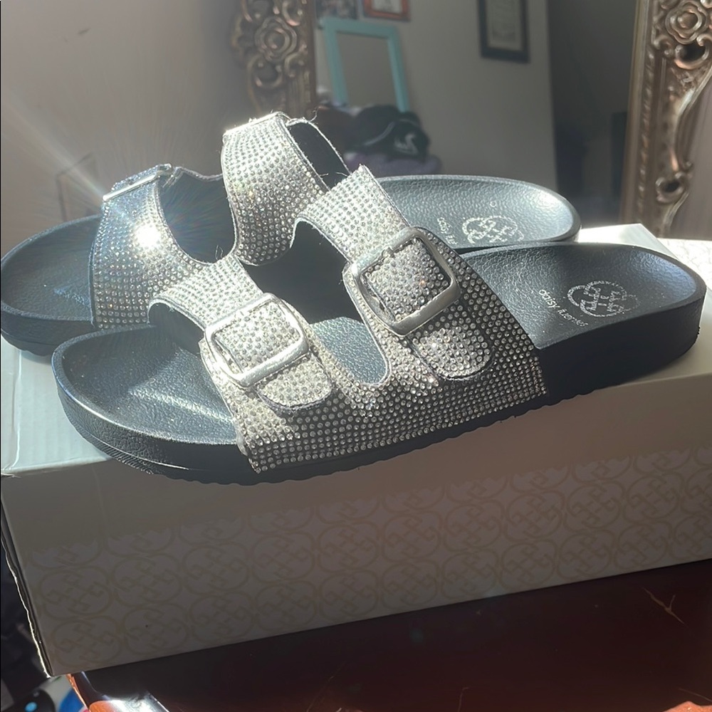 Bedazzled Rhinestone Buckle Sandals